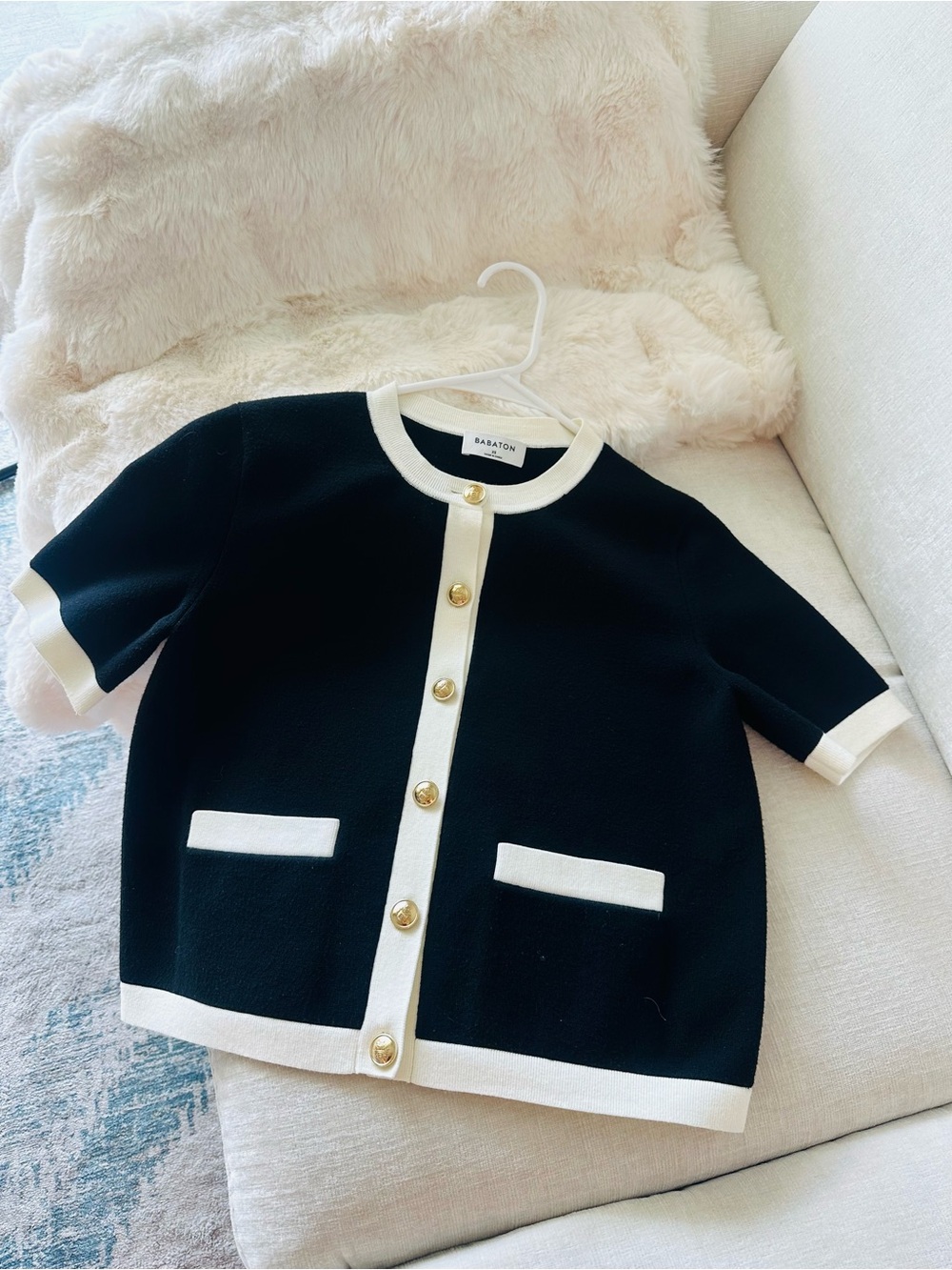 ARITZIA Black Short-Sleeve Knit Cardigan BABATON - Picture 4 of 6